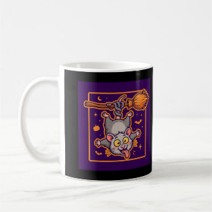 Caneca De Café Possum Vassoura de Halloween