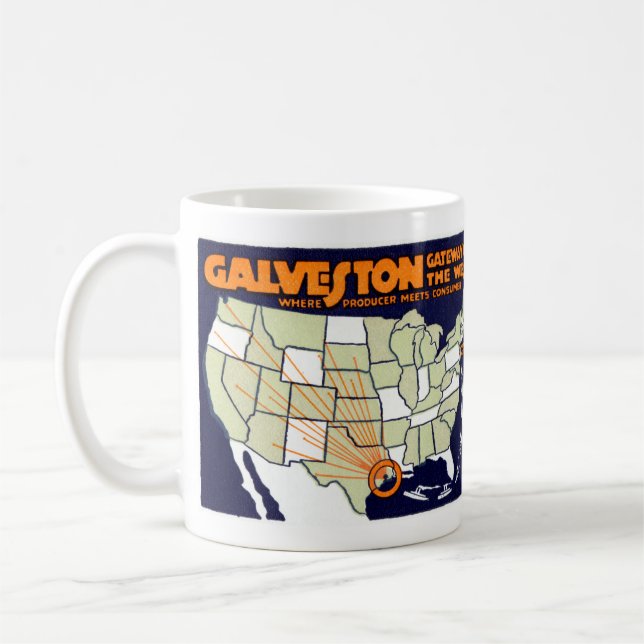 Caneca De Café Poster 1920 de Galveston Texas (Esquerda)