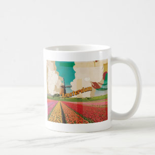 Caneca De Café Poster das viagens vintage de Amsterdão