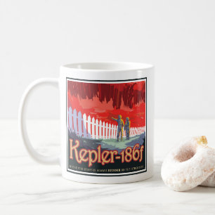 Caneca De Café Poster De Espaço Retroativo Do Kepler-186f.