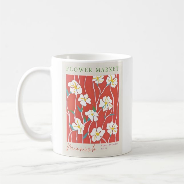 Caneca De Café Poster de Mercado de Flores de Munique (Esquerda)