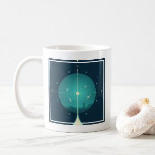 Caneca De Café Poster de relógio atômico de espaço profundo, vers