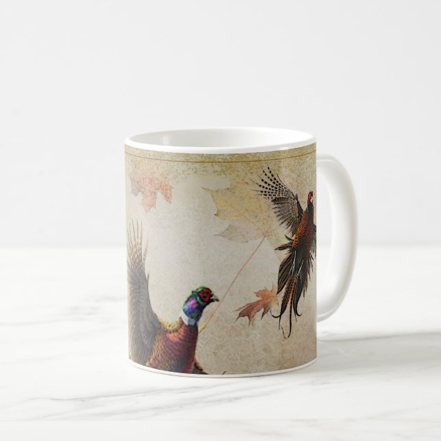 Caneca De Café Poster de tapeçaria faisão triptyk de impressão ac (Frente Esquerda)