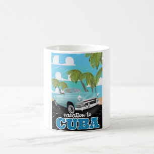 Caneca De Café Poster de viagens carro vintage de Cuba