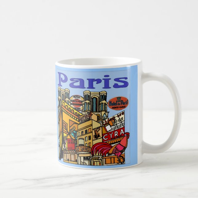 Caneca De Café Poster de viagens de Paris (Direita)