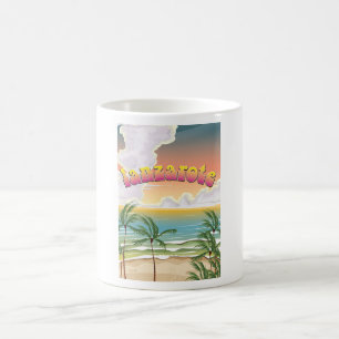 Caneca De Café Poster de viagens de praia Lanzarote