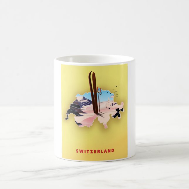 Caneca De Café poster de viagens desportivo de suiça (Centro)