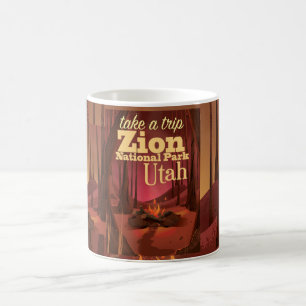 Caneca De Café Poster de viagens do parque nacional de Zion