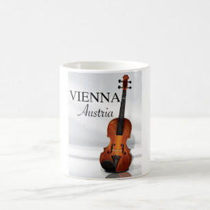 Caneca De Café Poster de viagens do violino de Viena Áustria
