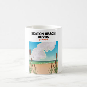Caneca De Café Poster de viagens Dorset da praia de Seaton