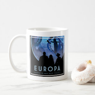 Caneca De Café Poster de viagens Espacial Retroativo - Lua Europa
