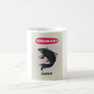 Caneca De Café poster de viagens estilo vintage do Japão Yokoham