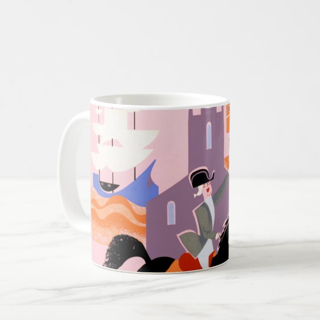 Caneca De Café Poster de viagens Para Alegy Airlines Para Boston (Frente Esquerda)