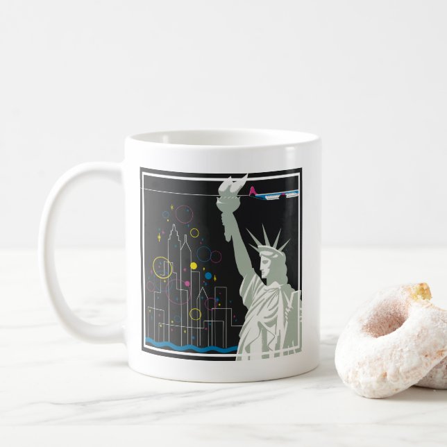 Caneca De Café Poster de viagens Para Voar Northwest Airlines (Com Donut)