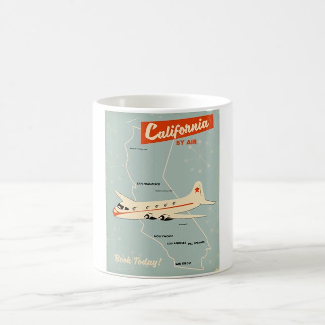 Caneca De Café poster de viagens "por ar" do estilo California do (Centro)