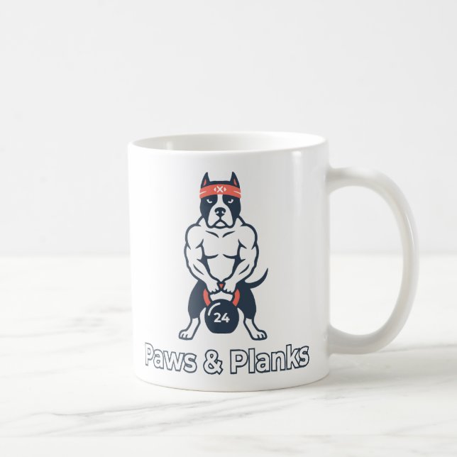 Caneca De Café Pôster do Cão Buff do Paws & Planks Academia (Direita)