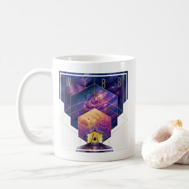Caneca De Café Poster do Telescópio Espacial James Webb. (Com Donut)