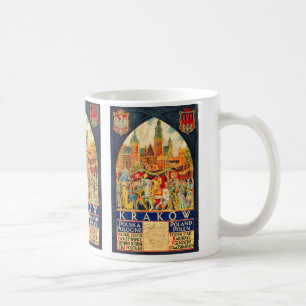 Caneca De Café Poster polonês das viagens vintage