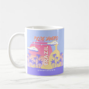 Caneca De Café Poster Viagem de Arte Azul do Rio de Janeiro