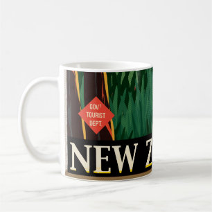 Caneca De Café Poster Viagens vintage da Nova Zelândia