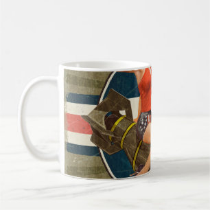 Caneca De Café Poster vintage com uma garota de pino na bomba. ab