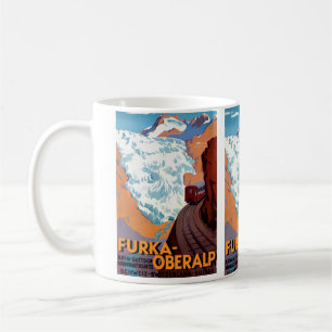 Caneca De Café Poster vintage Railway suíço de Furka Oberalp