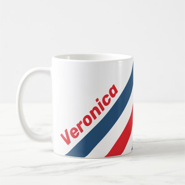 Caneca De Café Postman Nostalgic Stripes with Name (Esquerda)