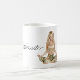 Caneca De Café Postura de Namaste Yoga Garota Loira