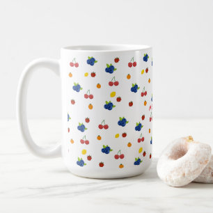 Caneca De Café Pote de Doces com Padrão de Kawaii Berries e Cerej