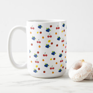 Caneca De Café Pote de Doces com Padrão de Kawaii Berries e Cerej