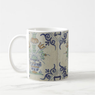 Caneca De Café Pote De Flor Antiquado Com Azulejo Delft