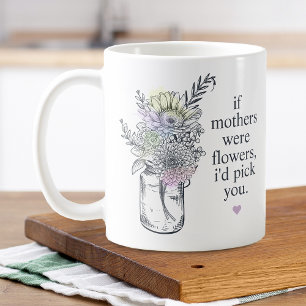 Caneca De Café Pote de Pedra com Flores Silvestres para a Mãe