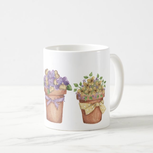 Caneca De Café Potes de flores (Frente Esquerda)