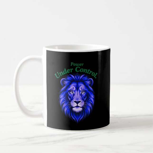 Caneca De Café Power Under Control Cosmic Lion Face Minimal (Esquerda)