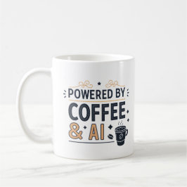 Caneca De Café Powered by Coffee & AI Retro Tech Vector