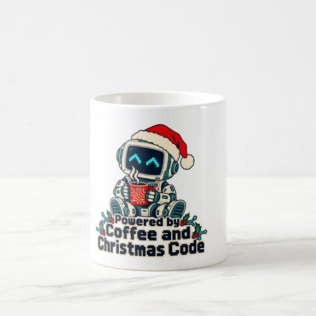 Caneca De Café Powered by Coffee and Christmas Code Robot (Centro)