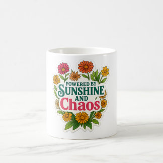 Caneca De Café 🌼🌞 “Powered by Sunshine and Chaos” Mug ☕💥