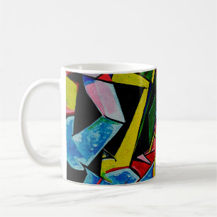 Caneca De Café Praça de Curva de Triângulo de Pintura de Abstra