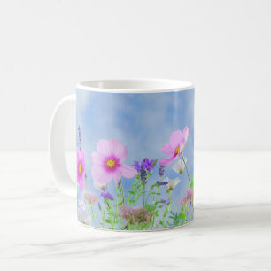Caneca De Café Prado bonito de Flor Selvagem Rosa