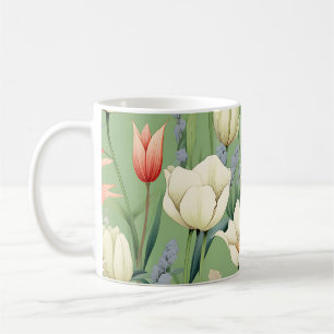 Caneca De Café Prado com Tulipas e Flores Selvagens
