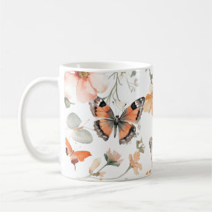 Caneca De Café Prado de Borboleta Aquarela Bonito