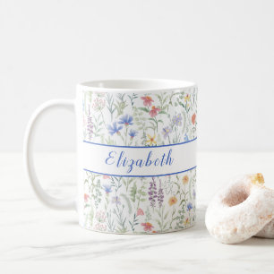 Caneca De Café Prado de Flores Silvestres Coquette Personalizado 