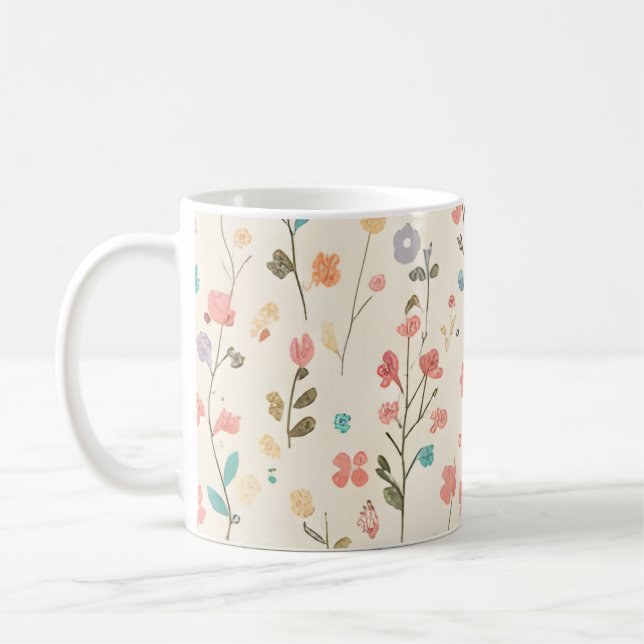 Caneca De Café Prado de Flores Silvestres Pastel (Esquerda)