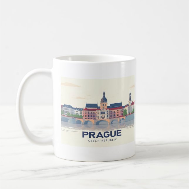 Caneca De Café Praga República Checa Pastel Viagem (Esquerda)