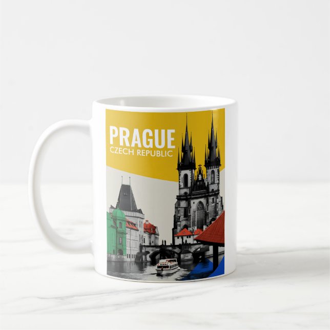 Caneca De Café Praga República Tcheca Paisagem da Cidade Velha Co (Esquerda)