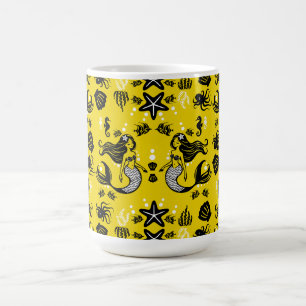 Caneca De Café Praia Amarela de Sereia para Crianças