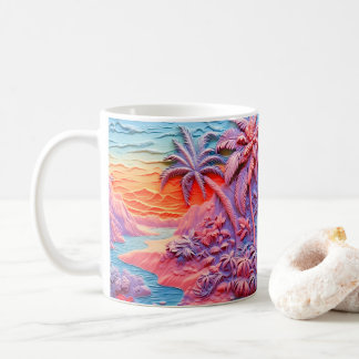 Caneca De Café Praia Colorida Impressa 3D