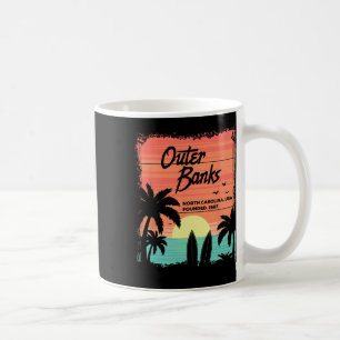 Caneca De Café Praia da Carolina do Norte Surfando o nascer do so