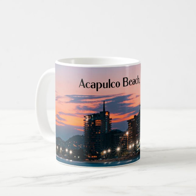 Caneca De Café Praia de Acapulco, México (Frente Esquerda)