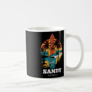 Caneca De Café Praia de Areia Havaí Prancha de Surfe Retro